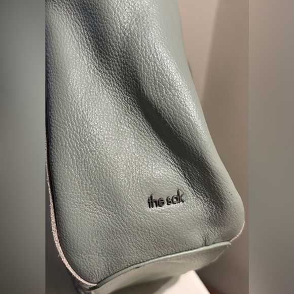The Sak Bolinas Satchel Handbag, Sage Green Leather/Brown Leather Handles - Picture 12 of 16